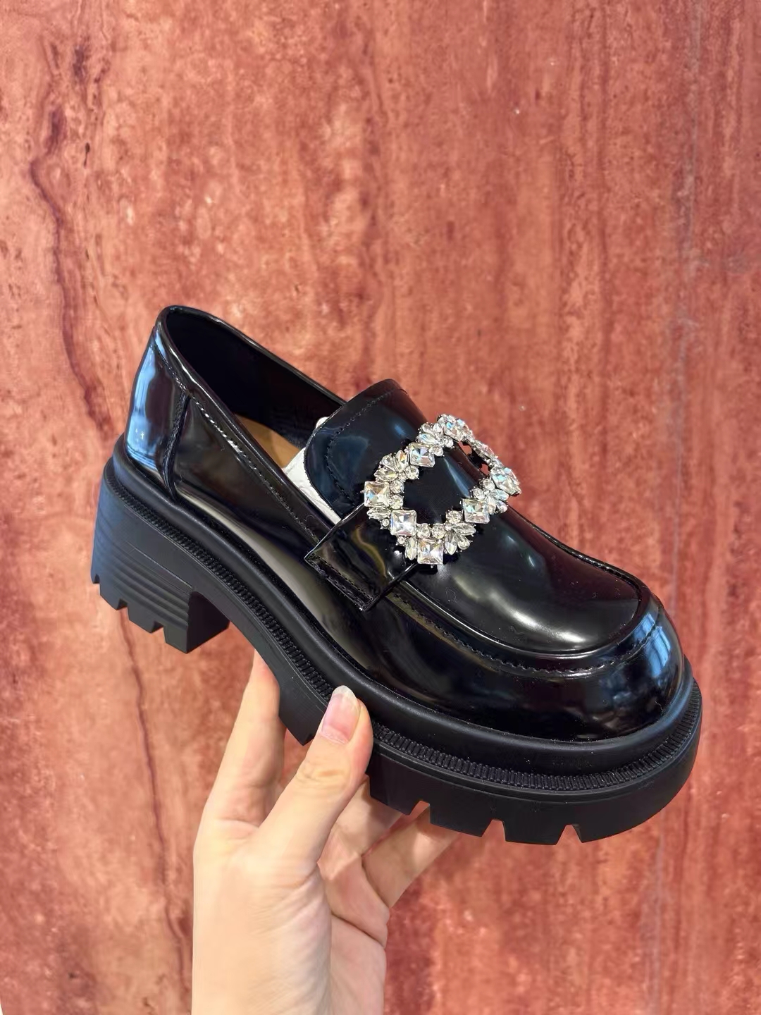 蓉姐专属~中口休闲风漆皮耐磨夏季乐福鞋休闲皮鞋黑色04179115190