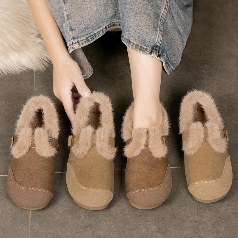 [品牌补贴送运费补贴]冬季新款保暖博肯鞋女一脚蹬懒人毛毛鞋棉鞋
