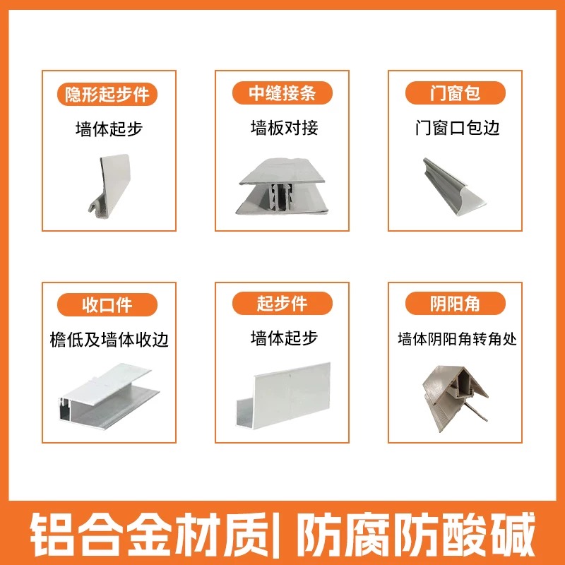 金属雕花板外墙保温装饰一体板铝合金配件起步件阴阳角收口件中缝