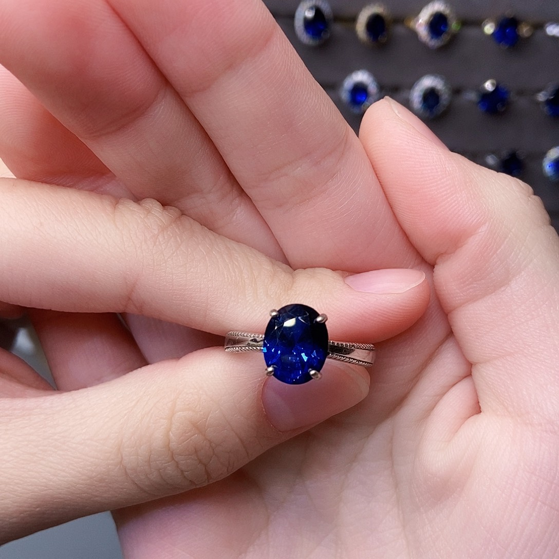 戒指银S925镶嵌蓝宝石