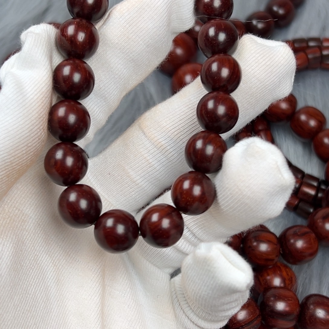 夏***至手串/手链小叶紫檀原生态12龙鳞底金星老料黑飘红