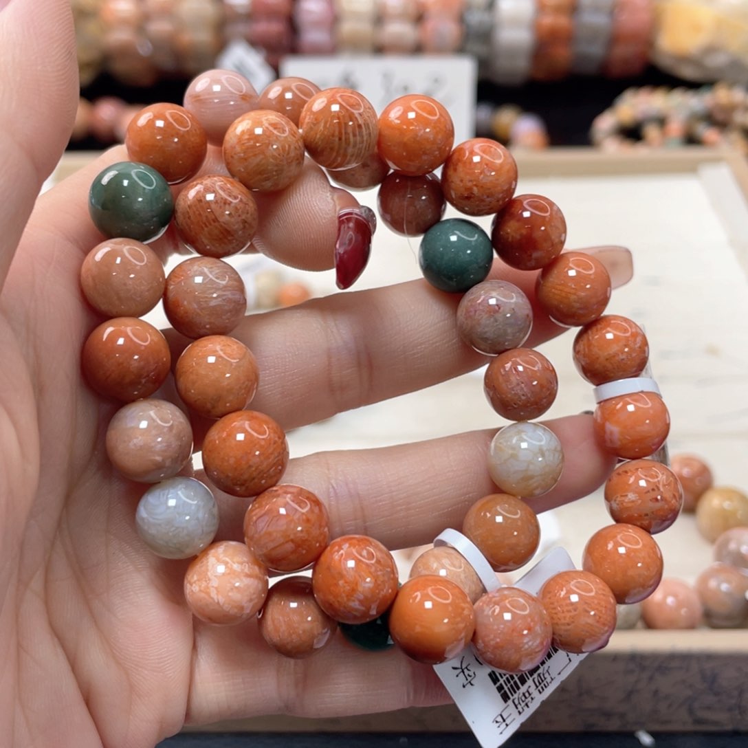 硅化珊瑚（珊瑚玉）手链未镶嵌玉*缘497