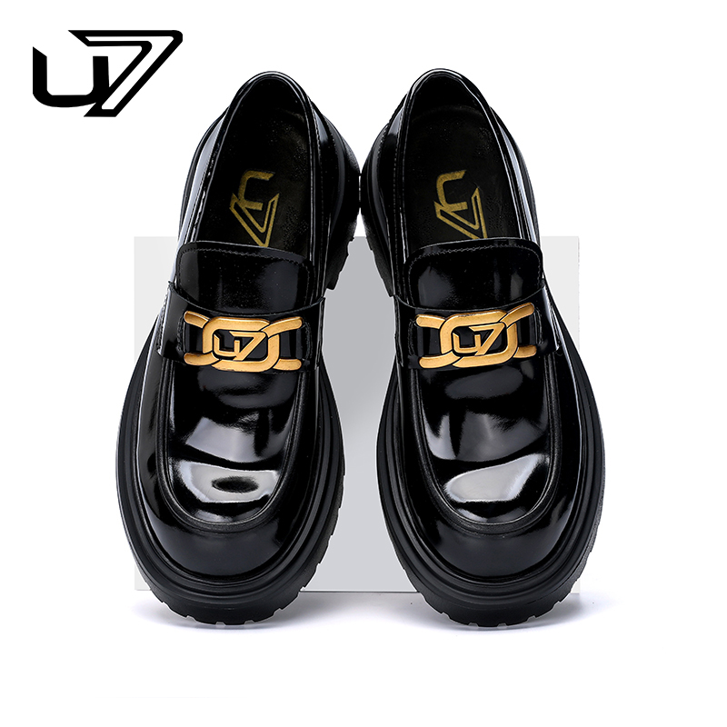 U7品牌男鞋 开边珠牛皮 时尚百搭高端舒适男士轻奢商务休闲皮鞋