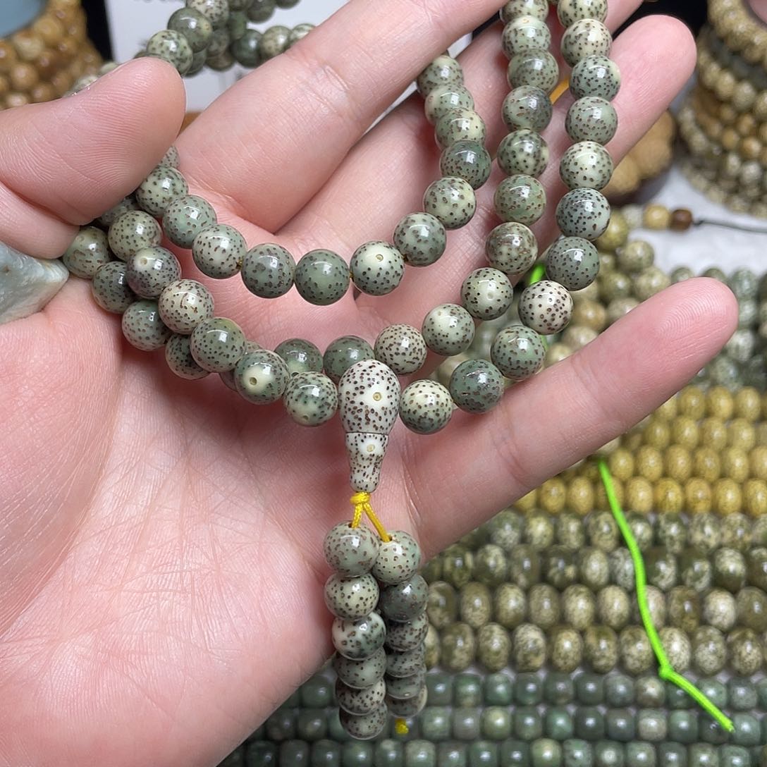 星月菩提吊坠9圆珠，三通款，糯冰料