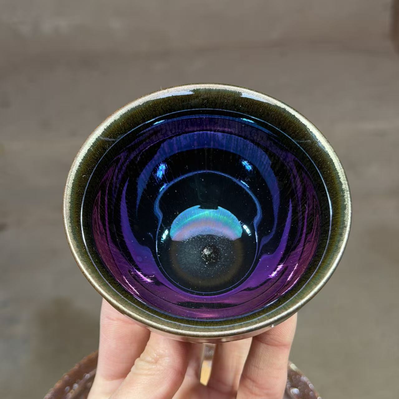 建窑建盏 极光 彩毫 茶盏主人杯 电烧