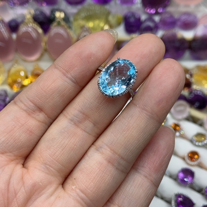 【闪购商品】托帕石戒指银S925镶嵌T****六