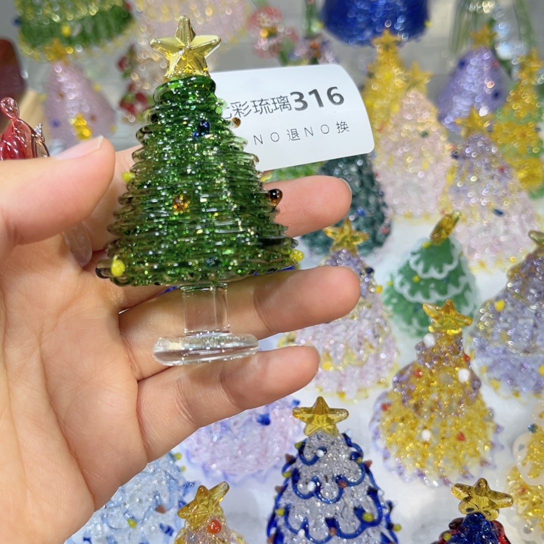 喜***滑玻璃颈饰316绿色圣诞树