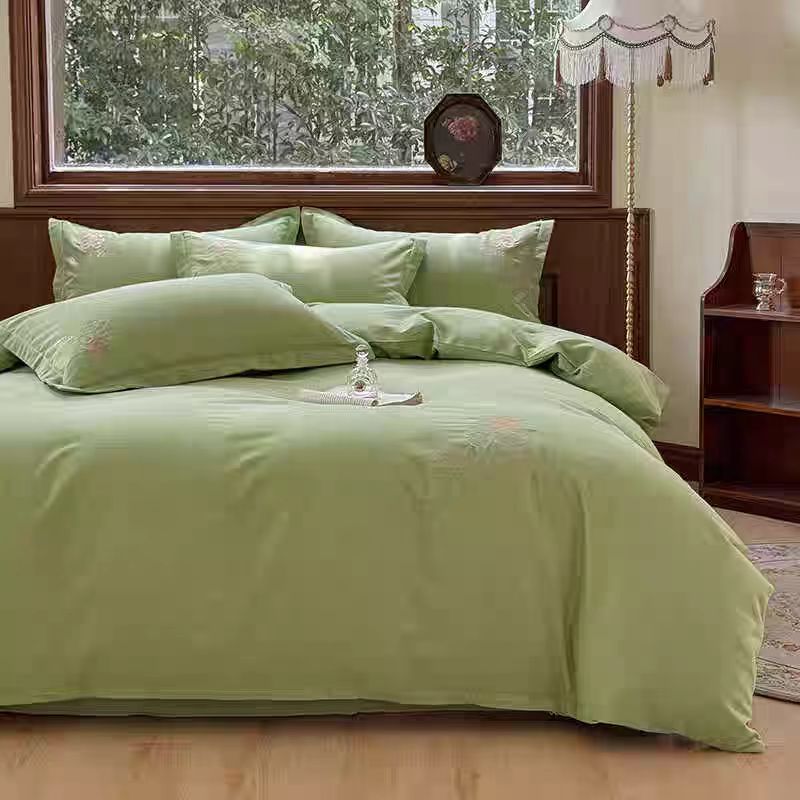 刺绣四件套纯色简约时尚