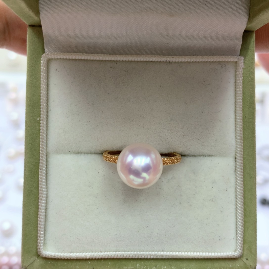 淡水珍珠戒指18K金镶嵌西*