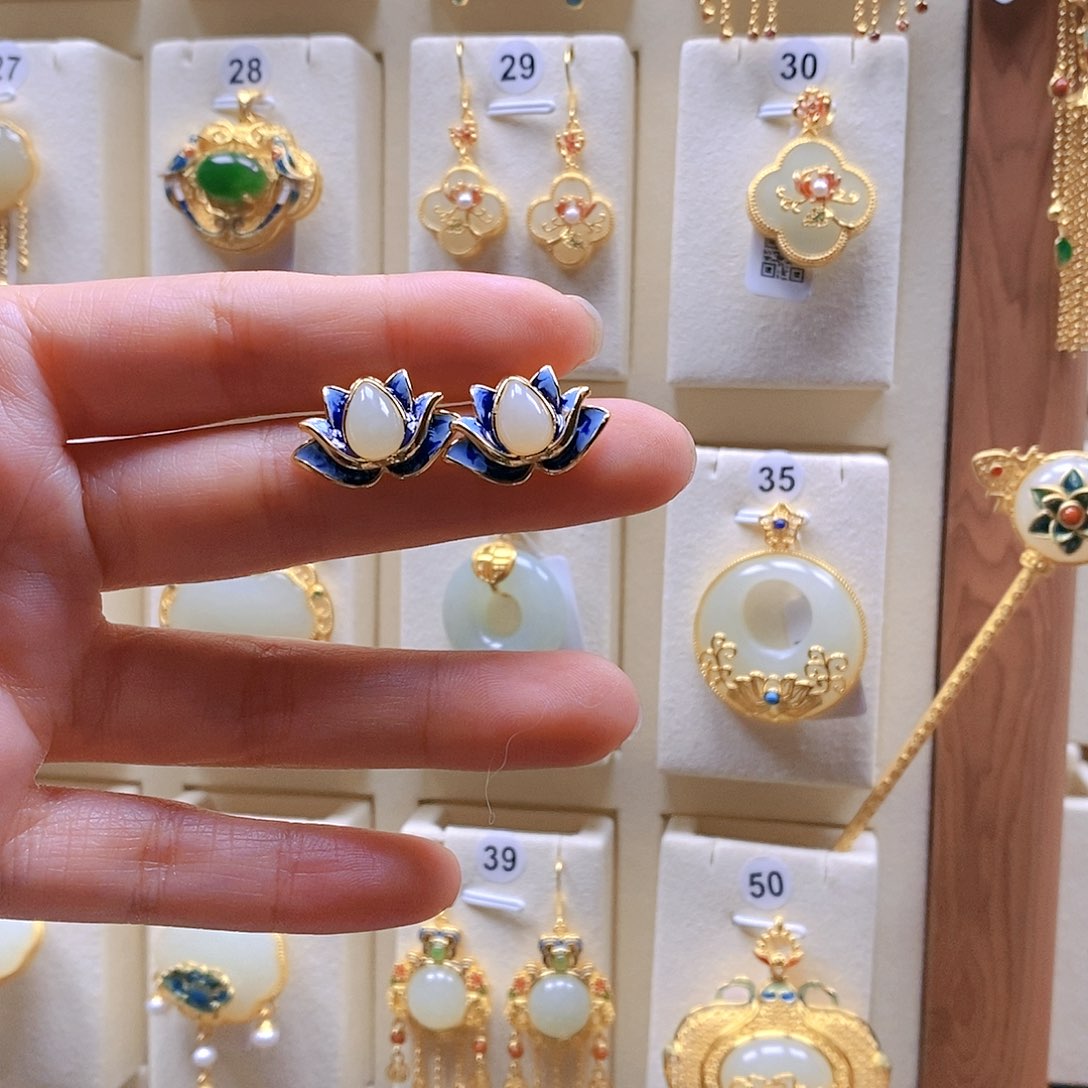 和田玉颈饰银S925镶嵌