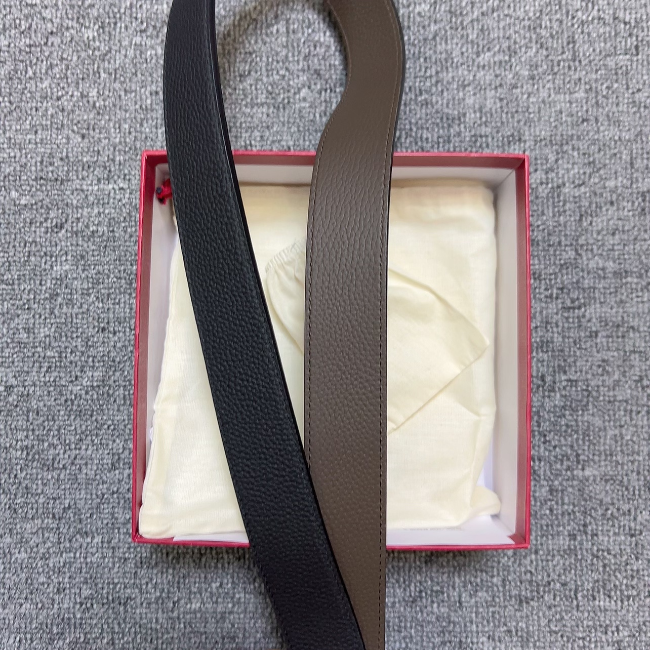 （含扣头）3.5宽 黑咖荔枝纹双面男士百搭真皮皮带