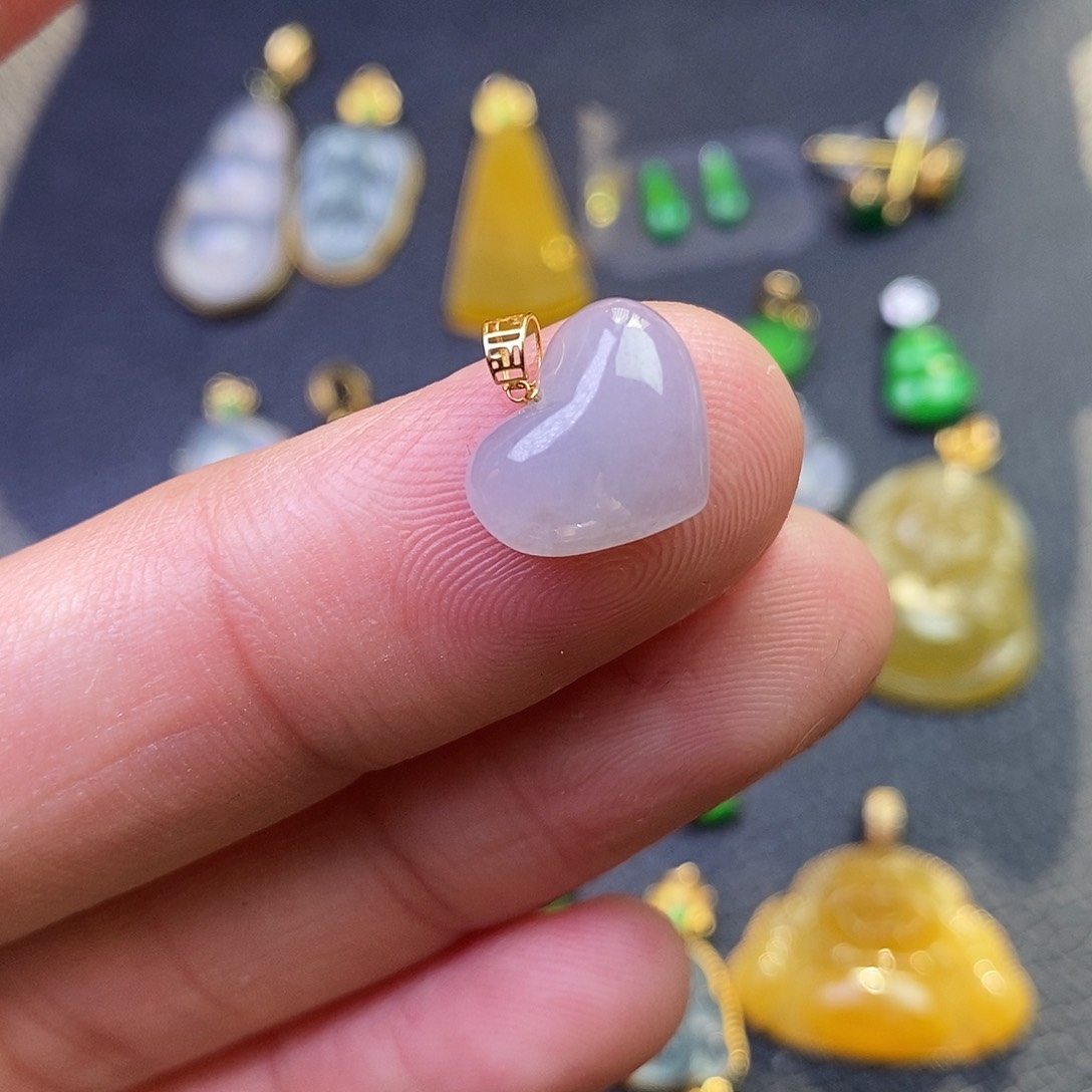 吊坠(不含链)18K金镶嵌翡翠