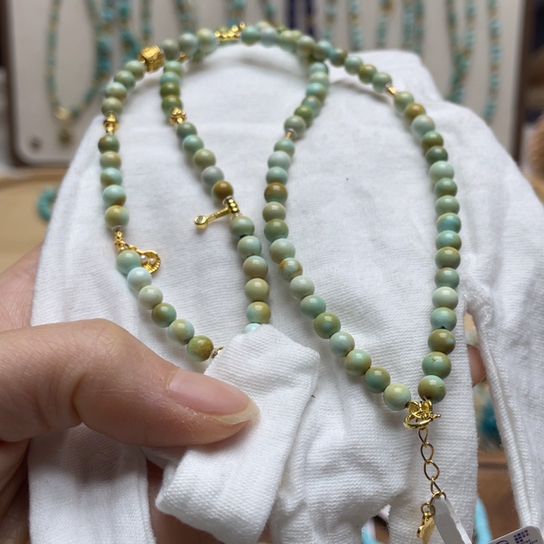 绿松石颈饰银S925镶嵌