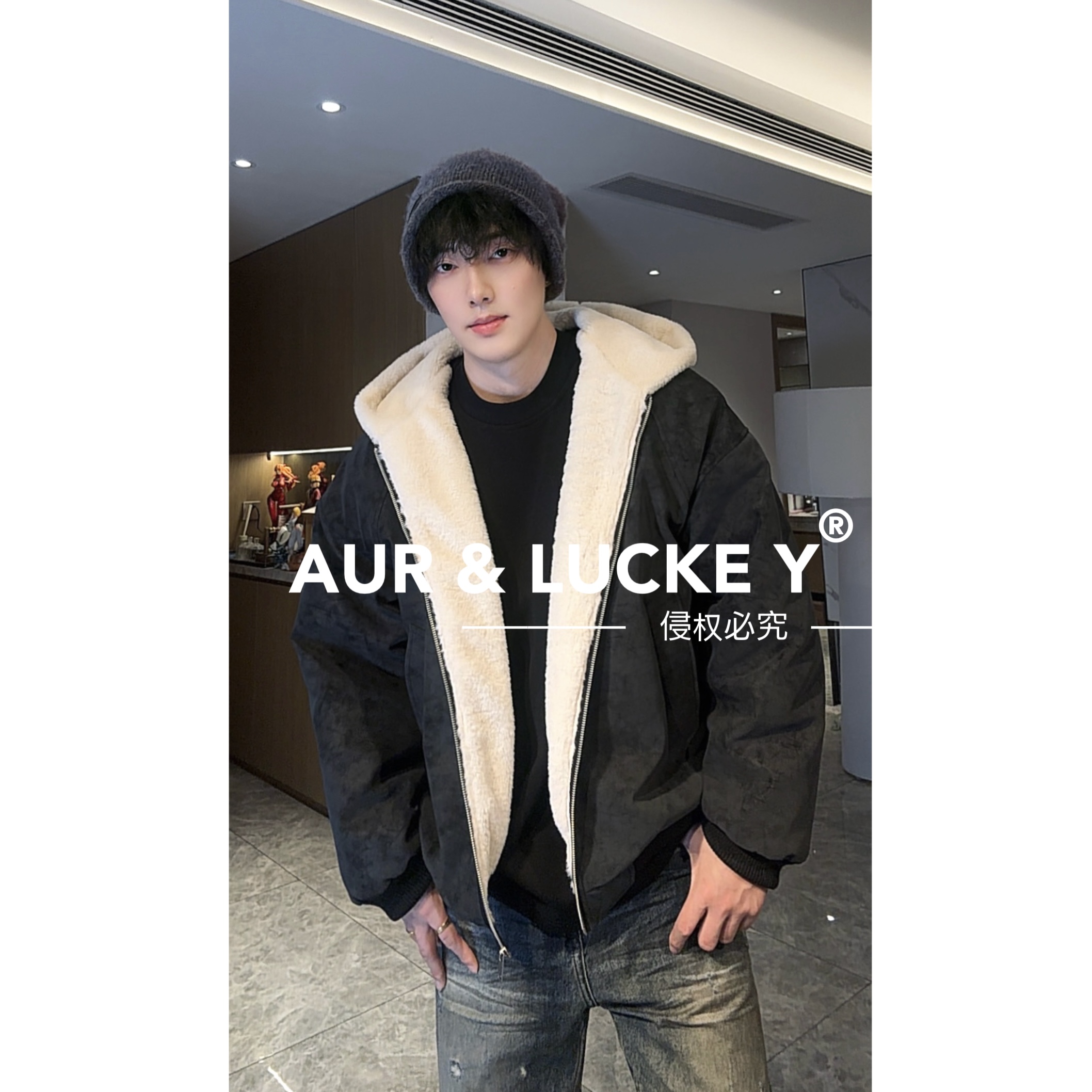 【琥珀流光】座山雕水洗三防软pu棉服外套！男女同款保暖棉袄MY006