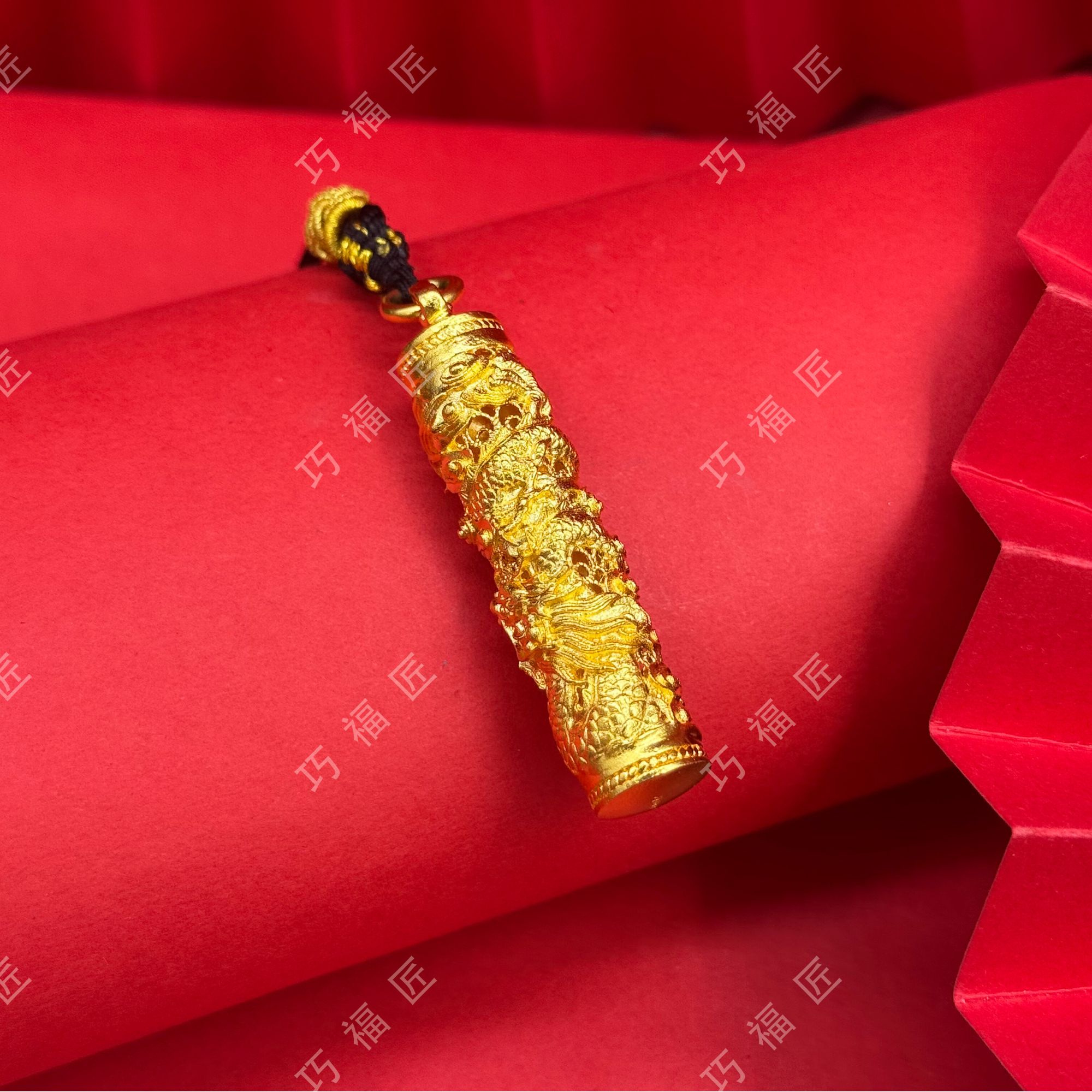 吊坠足银 祥云龙柱吊坠 手工精美 复古传承中古素款