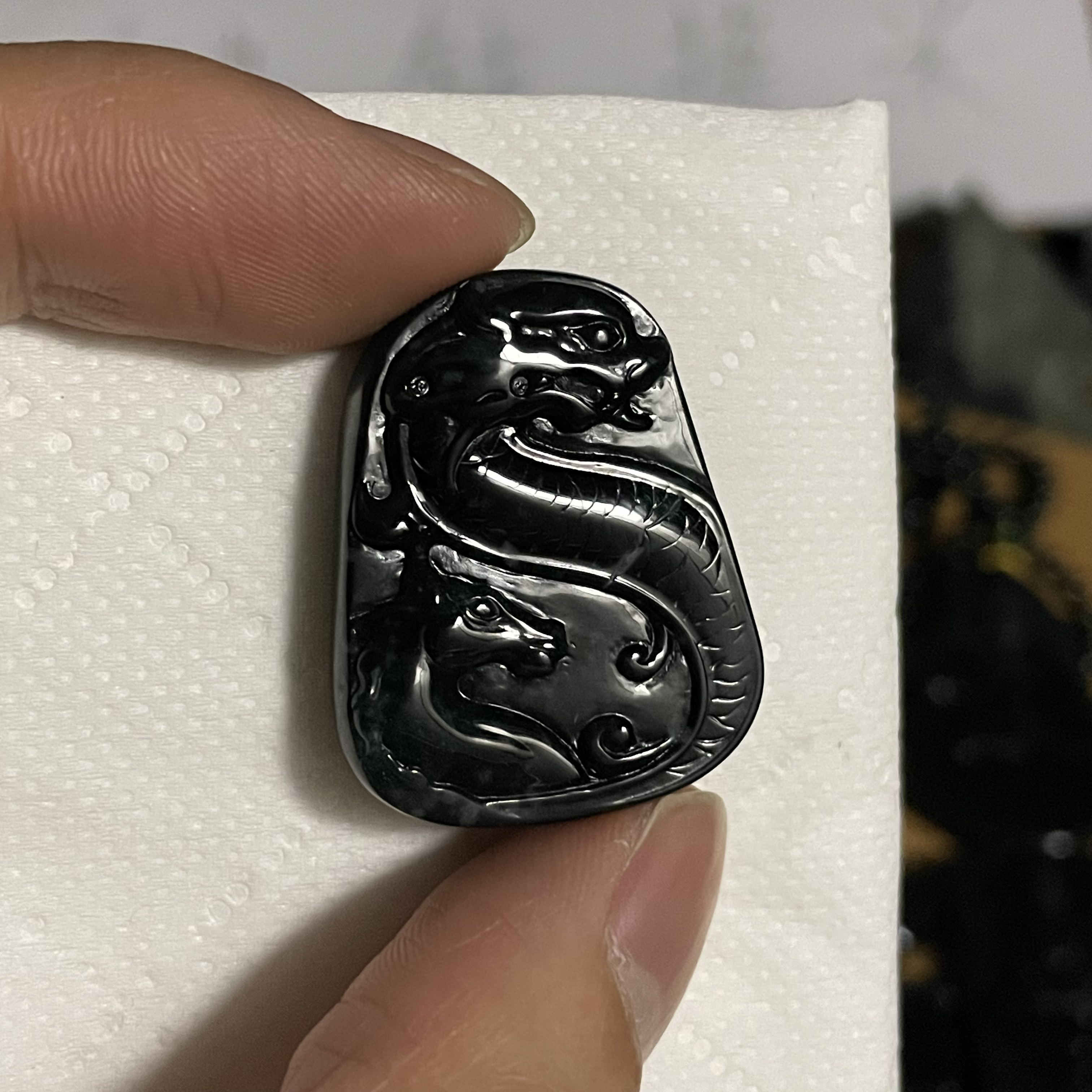 天然翡翠A货 仿古龙牌h