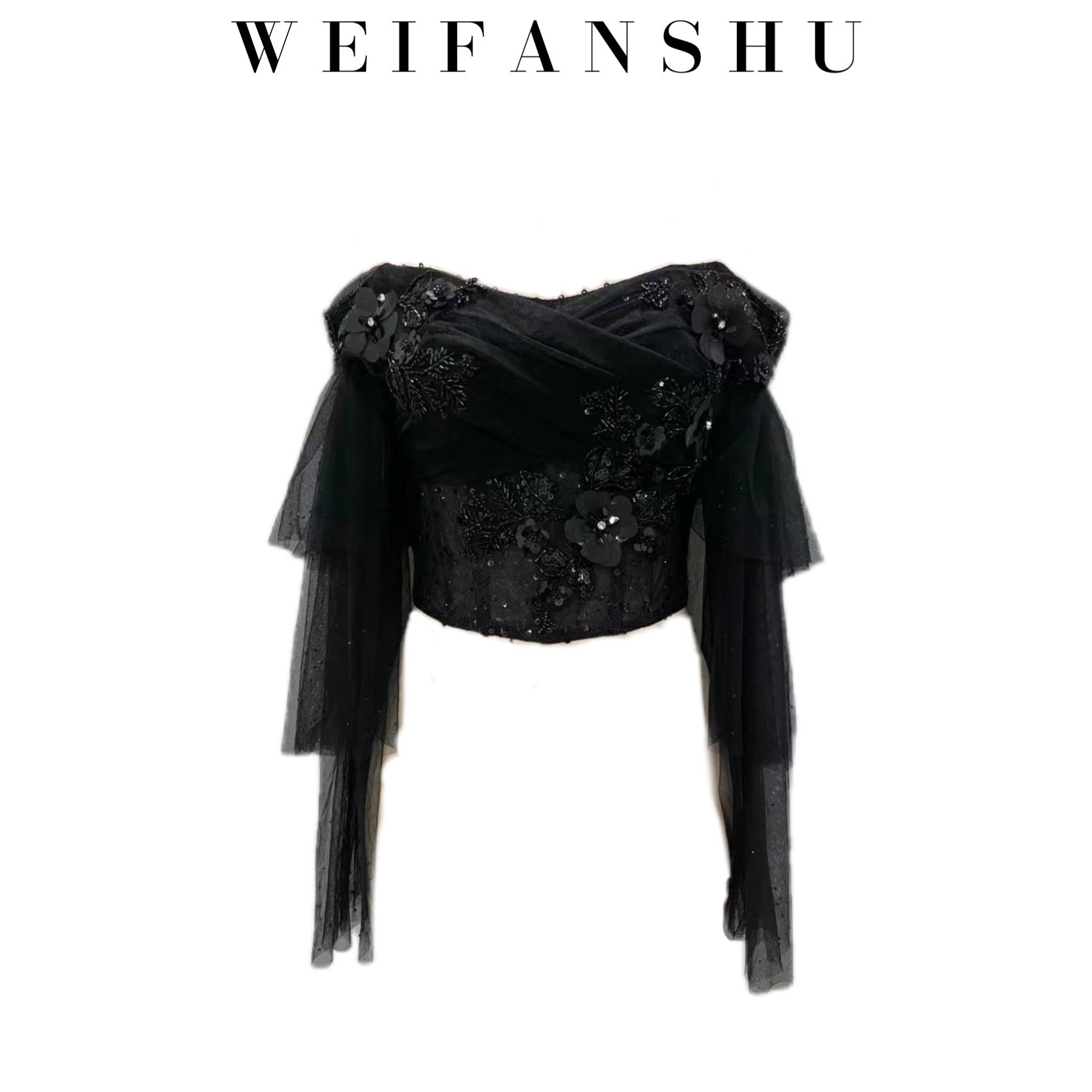 WEIFANSHU/魏凡舒【悦动旋律】私定上衣设计感显瘦高级感一字肩上衣