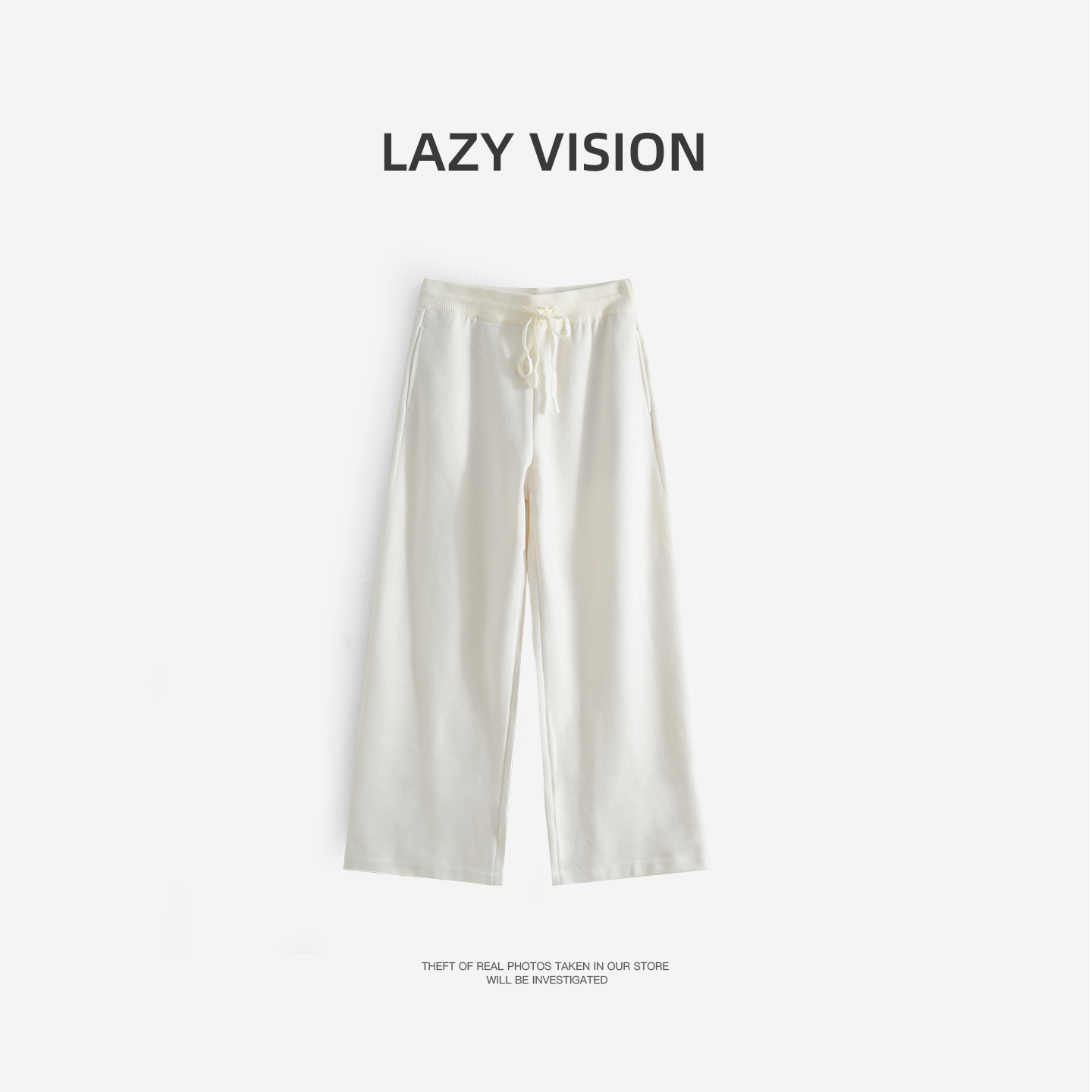 LAZYVISION羊毛‘桑蚕丝’阔腿直筒女士休闲裤ZMD-33185