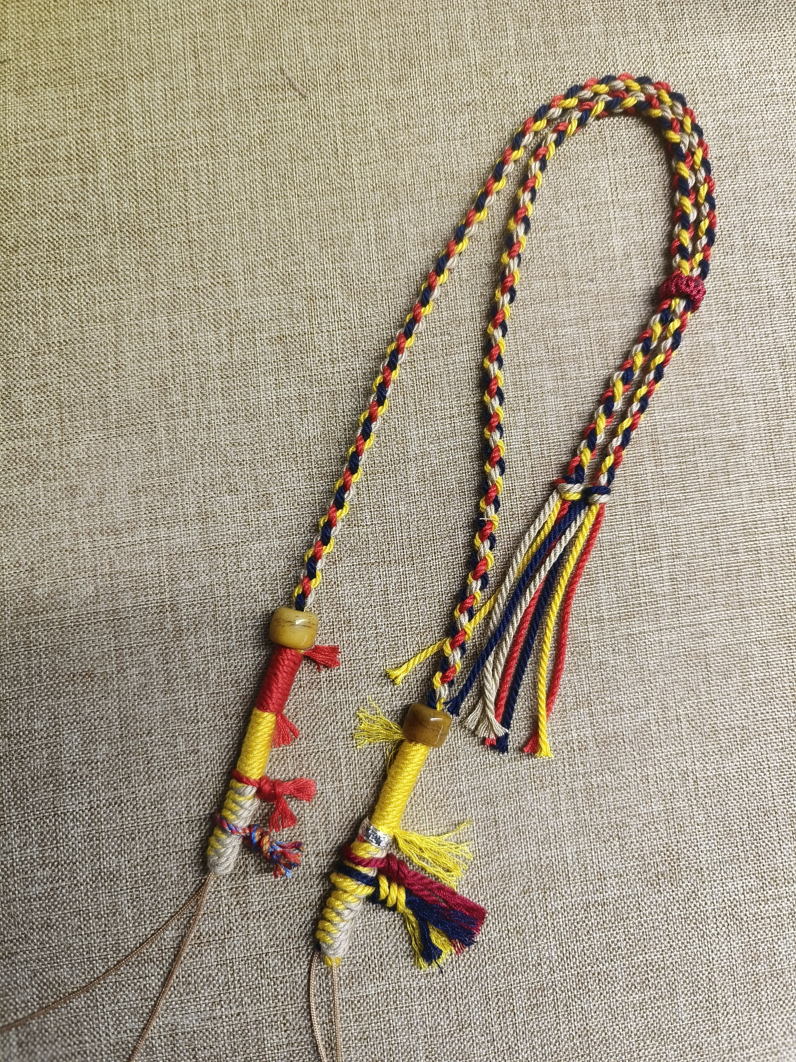 手工编织锁骨链绳男女款高档横穿可调节款挂绳小众轻奢中国风彩色