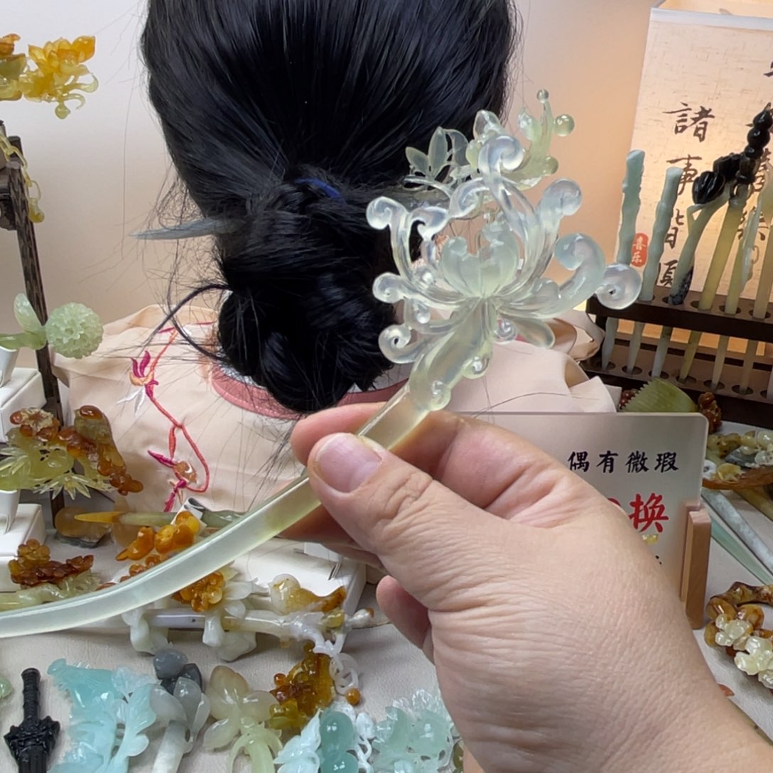 蛇纹石玉合金发饰