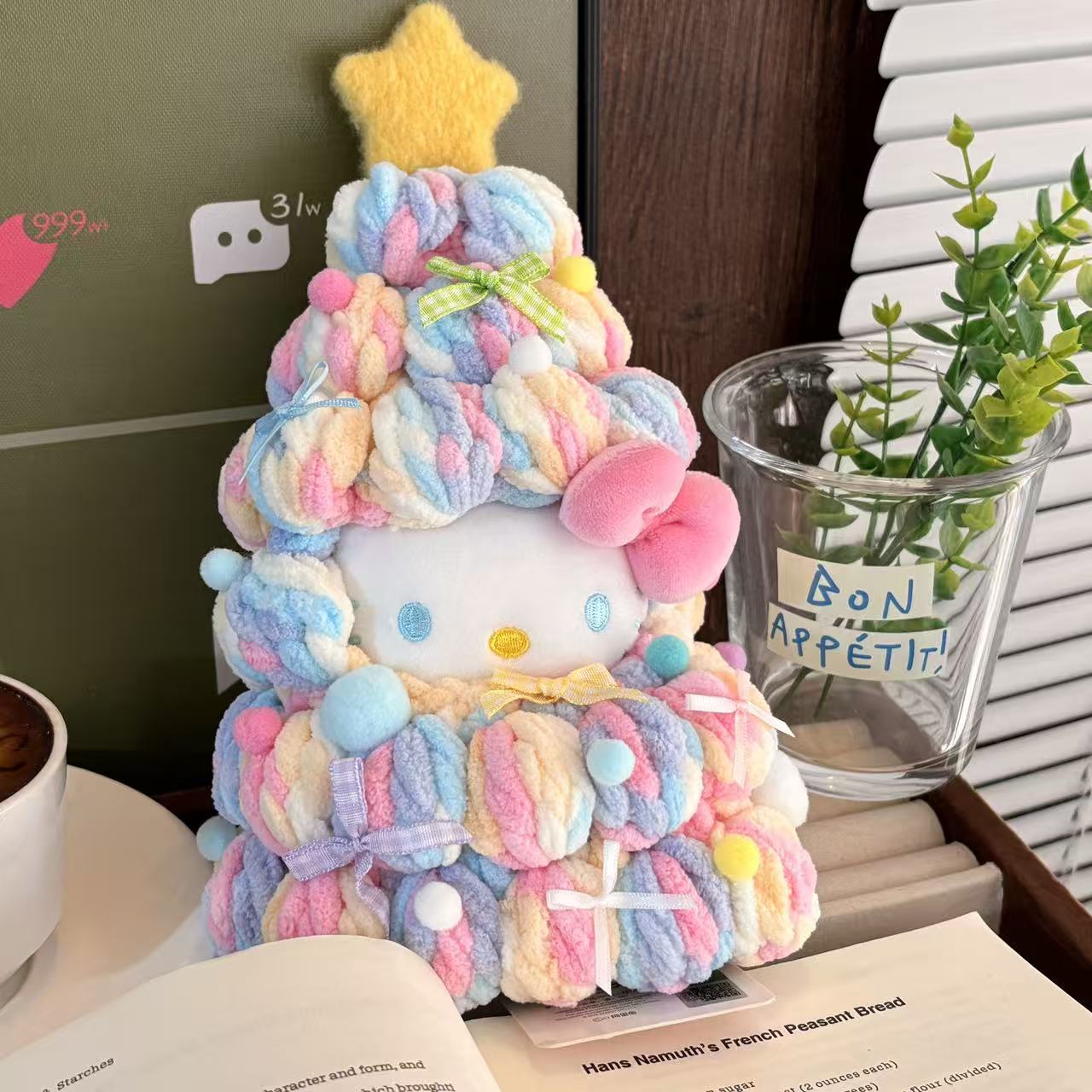 正版三丽鸥Hellokitty圣诞树包包挂件可爱毛绒公仔玩偶挂饰