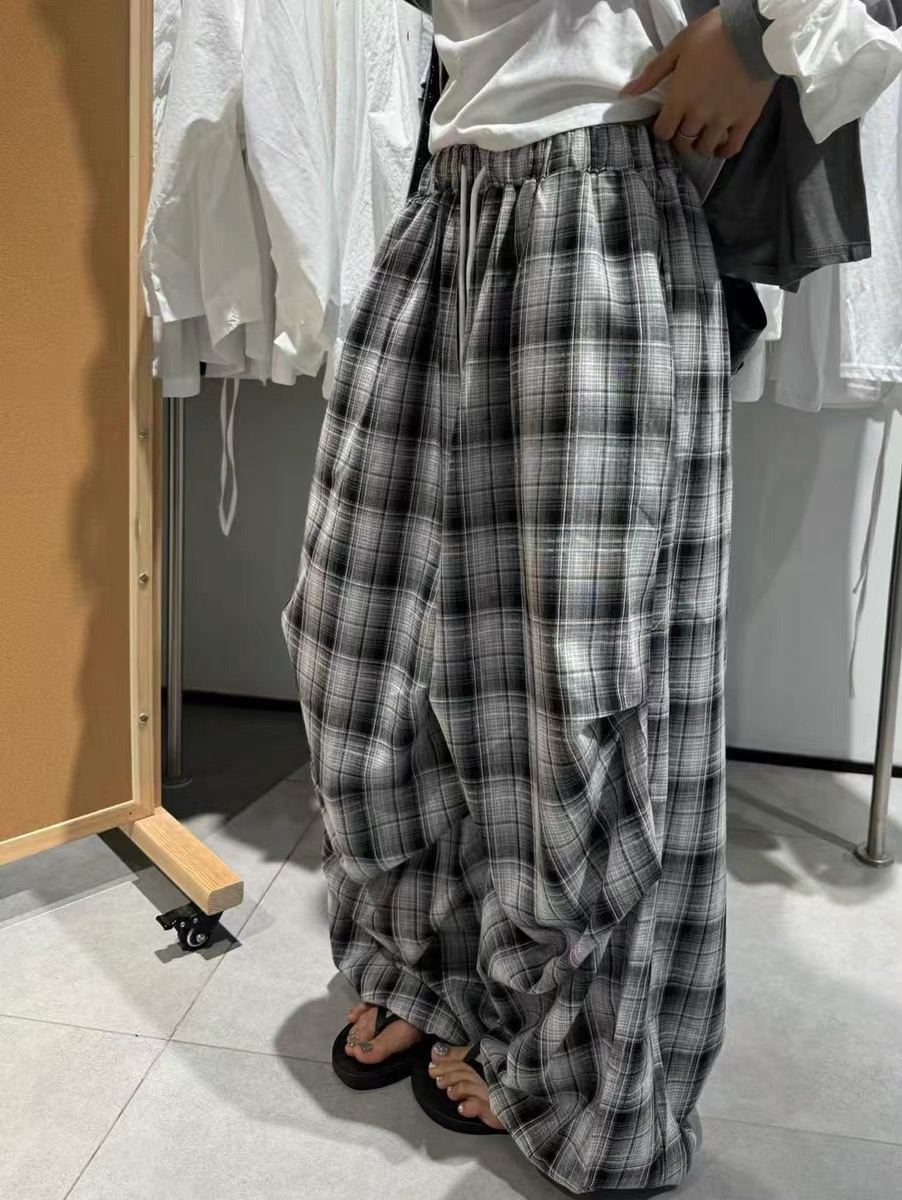 ▪️现货·東宽松显瘦百搭休闲格子裤25387