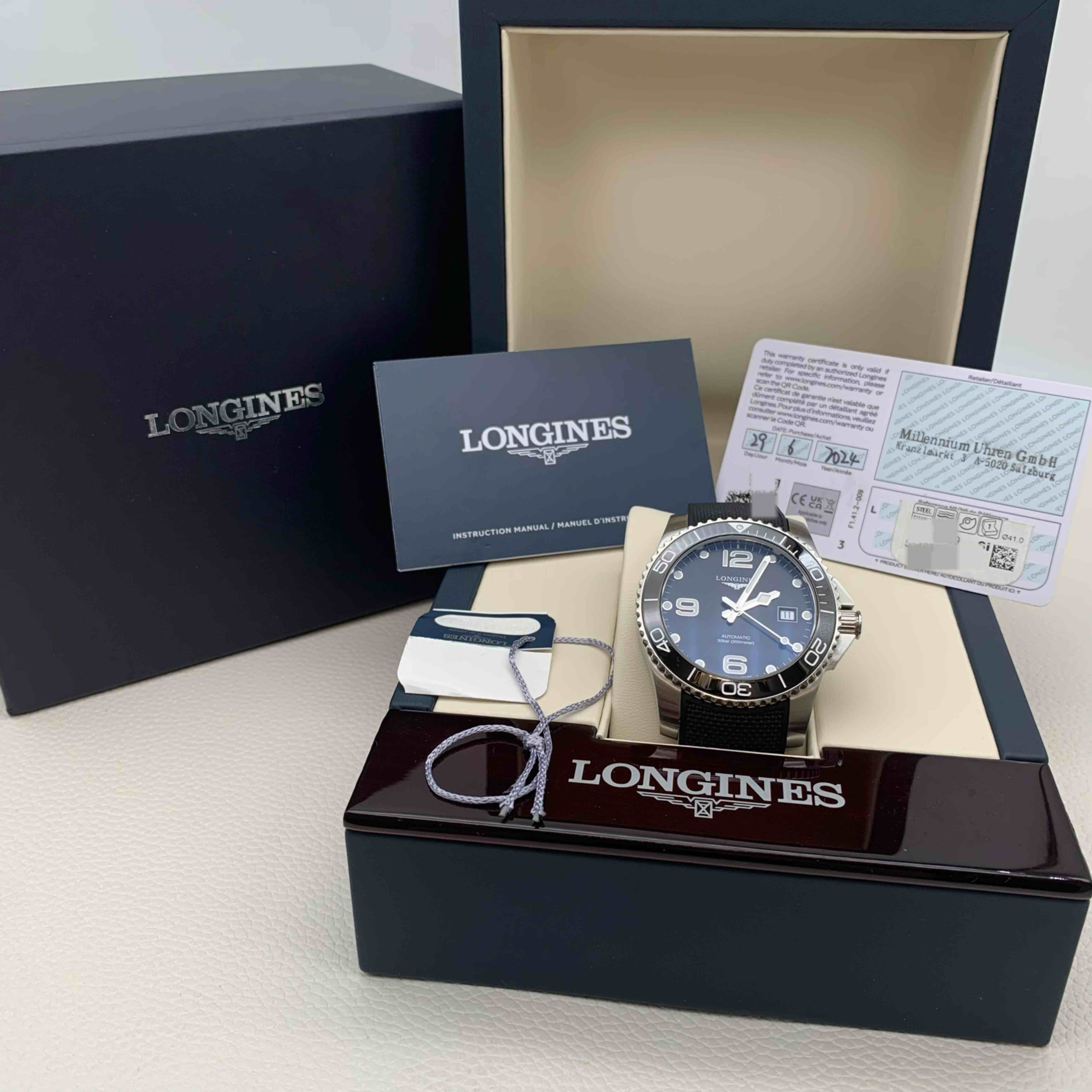 99新 Longines/浪琴 24年 康卡斯潜水 自动上链机械机芯 41.00mm 