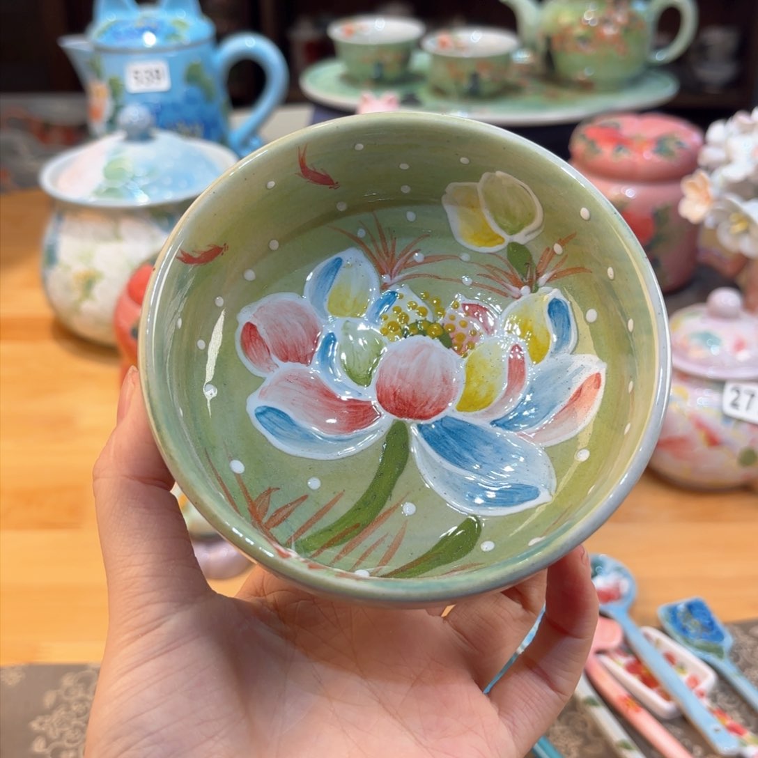 景德镇手绘高温釉下彩陶瓷茶具
