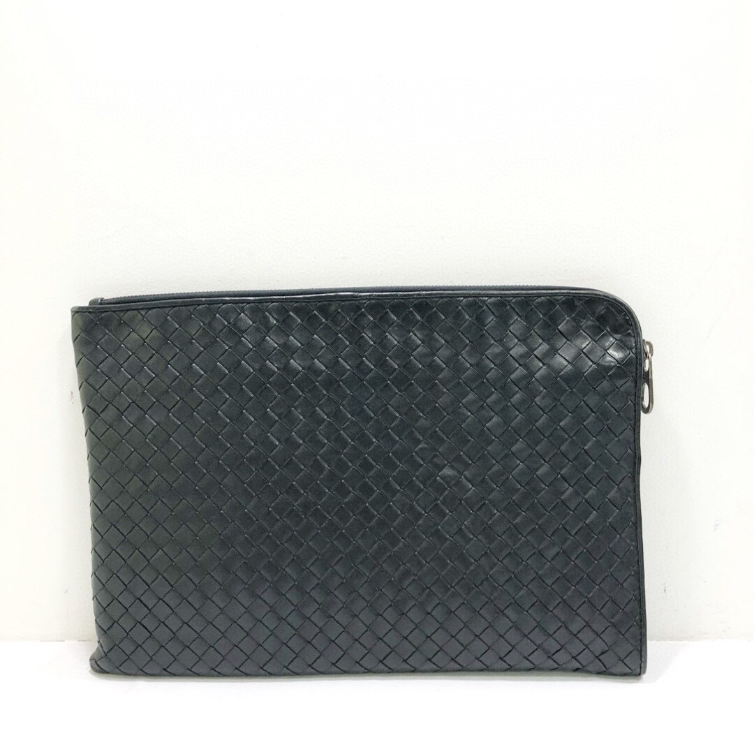 95新 BOTTEGA VENETA/葆蝶家 BV全皮黑色编织手拿包