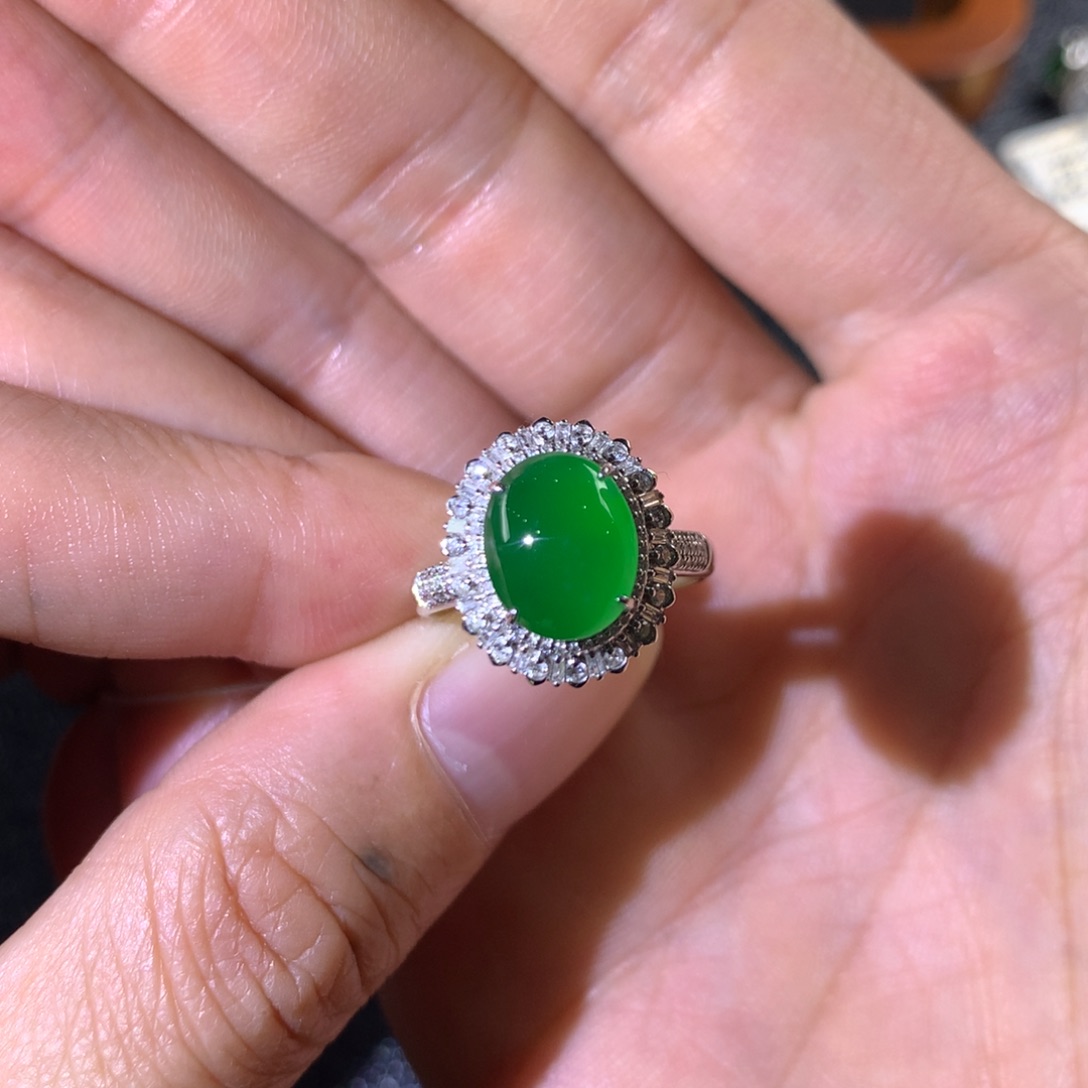 翡翠18K金镶嵌戒指两用款