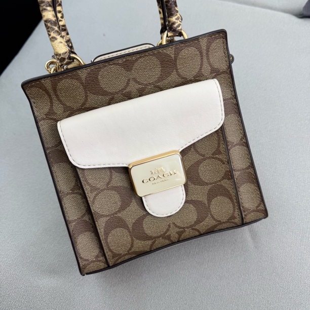 99新 COACH/蔻驰 大麦中古/coach棕色老花斜挎包/