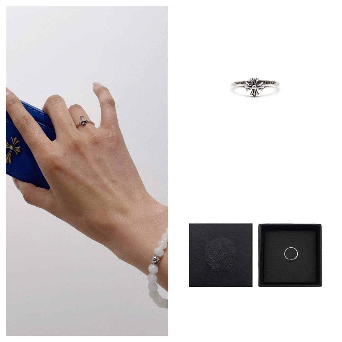 925银戒指 Chrome Hearts 克罗心 925银泡泡糖十字戒指 尾戒