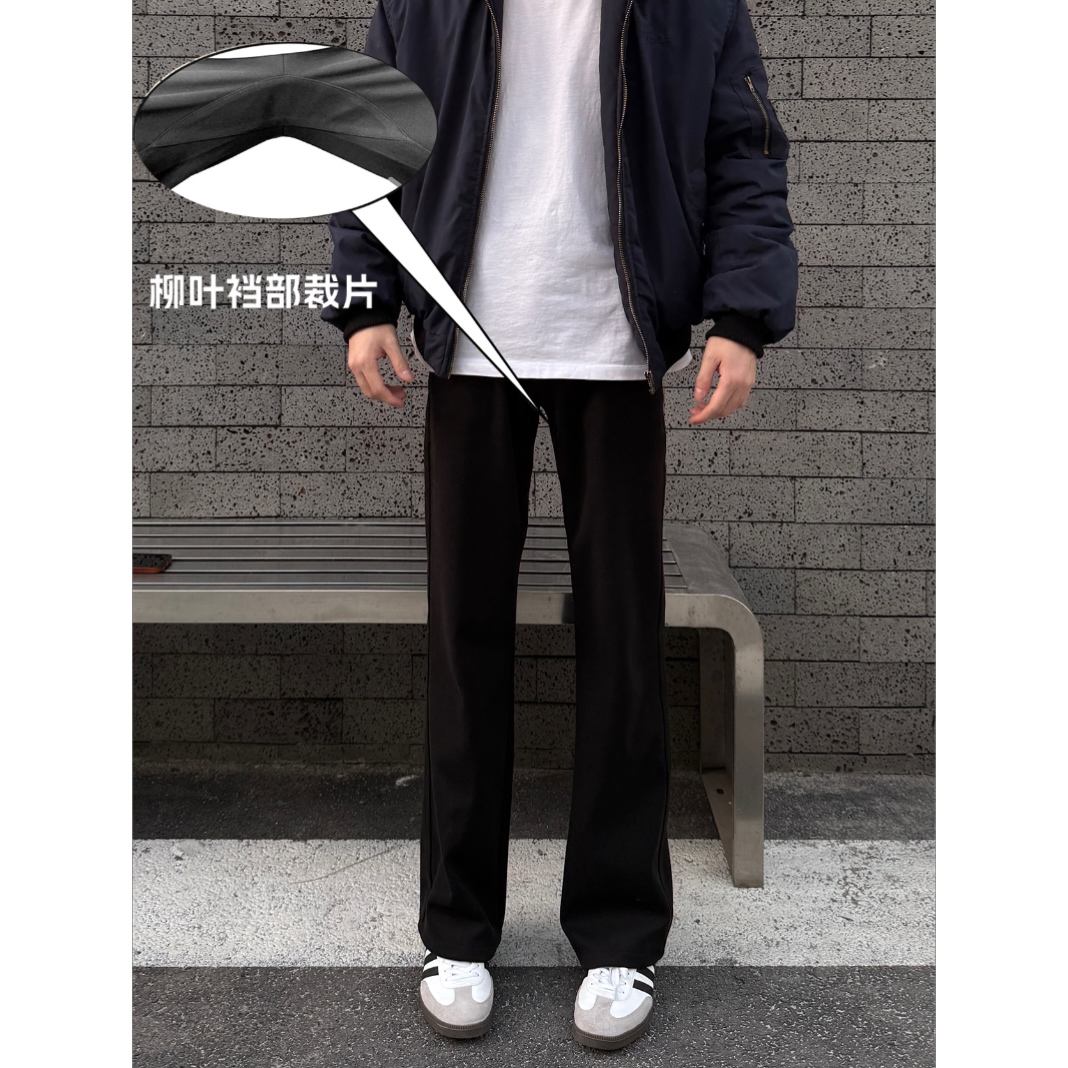 有裤秋冬4.0轻抓绒西裤裆部裁片柳叶设计微喇微垂感版型休闲西裤
