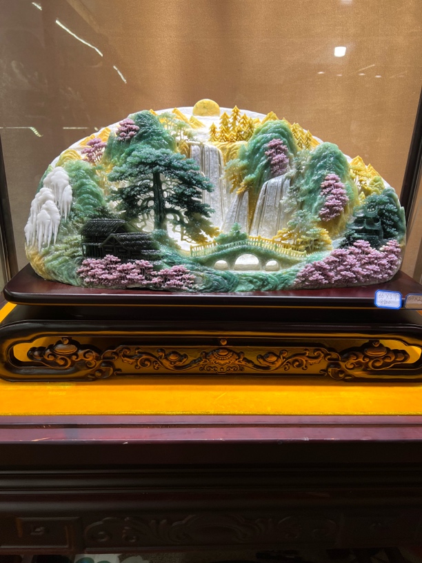 岫玉摆件家居摆件意境山水摆件手工雕刻