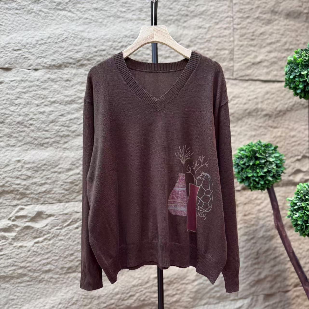 11477新款春夏休闲减龄简约显瘦长袖针织T恤