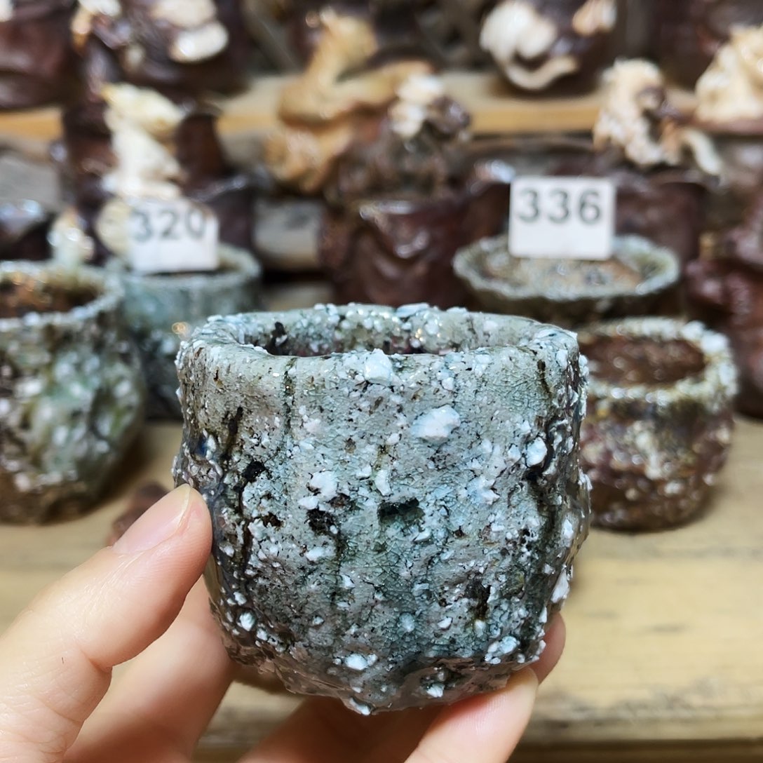 杯柴烧石头手捏杯