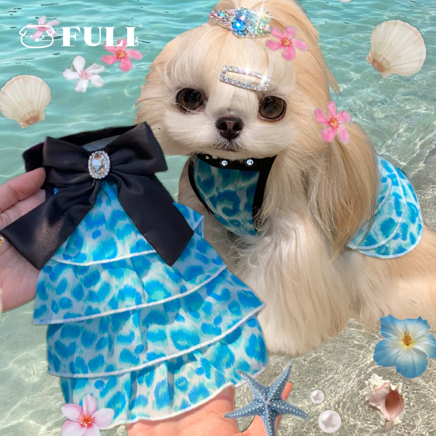 FULIPET夏威夷海滩-度假裙假日系列西施犬马尔济斯比熊雪纳瑞