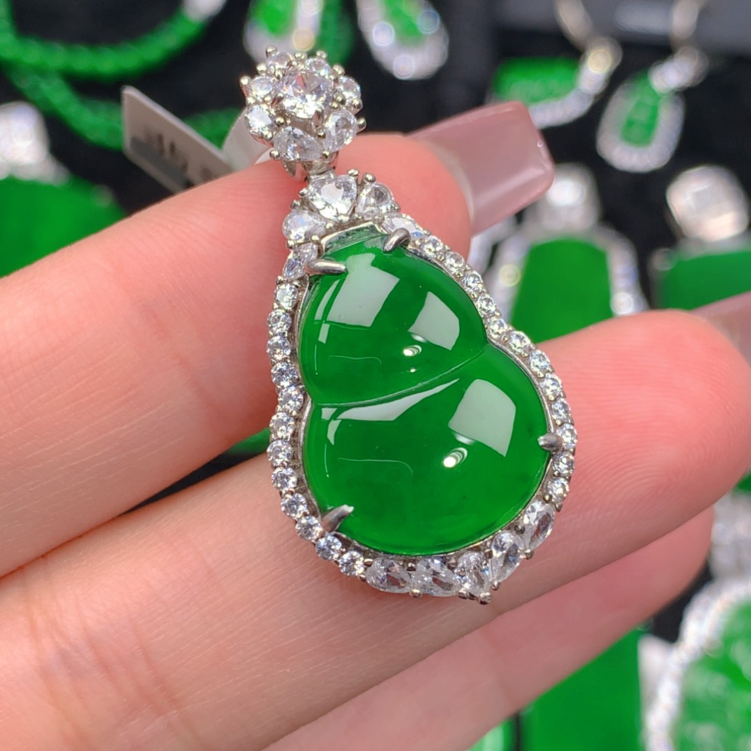 翡翠吊坠(不含链)银S925镶嵌
