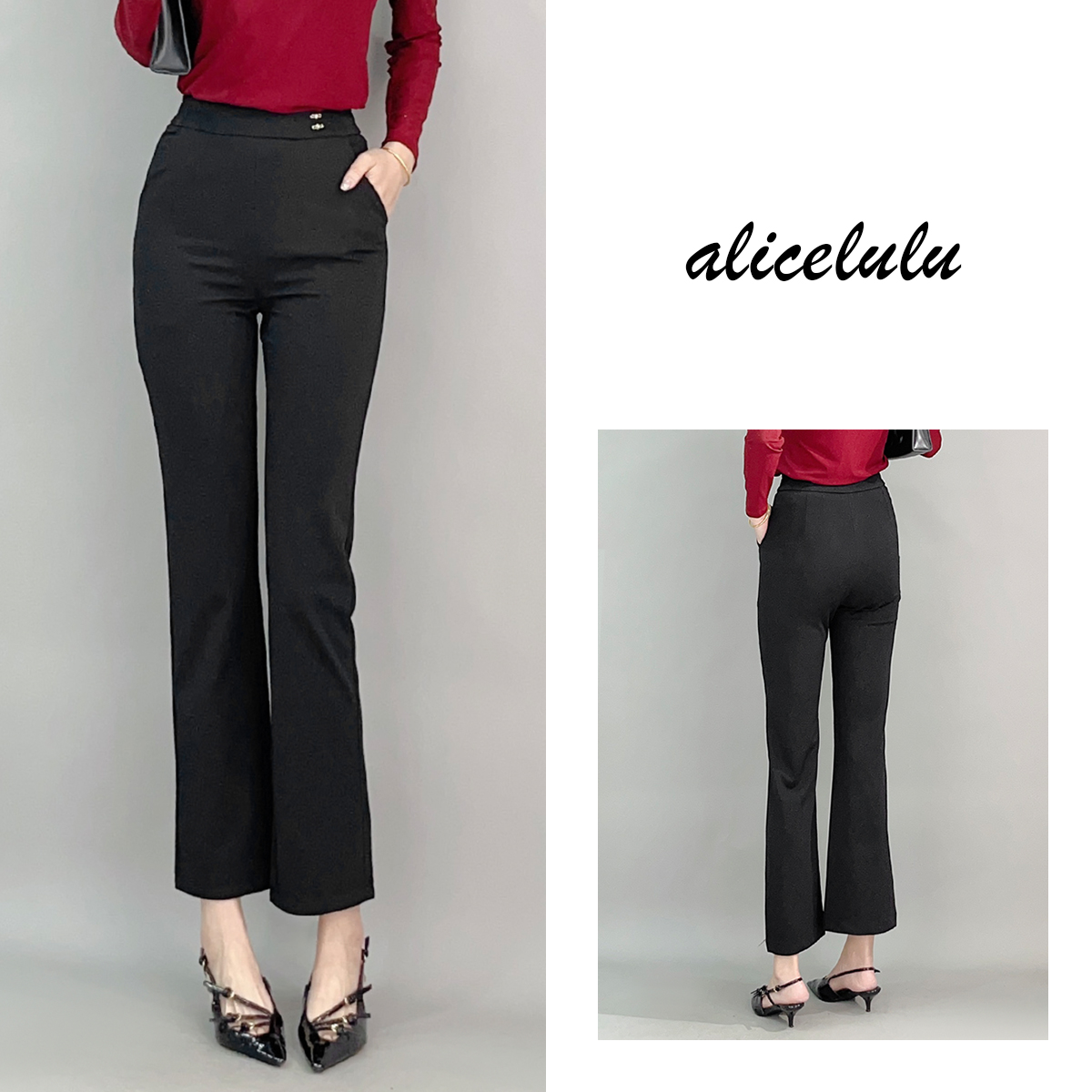 5 ALICE “走路带风”休闲裤 半松紧 垂坠阔腿 S622152T