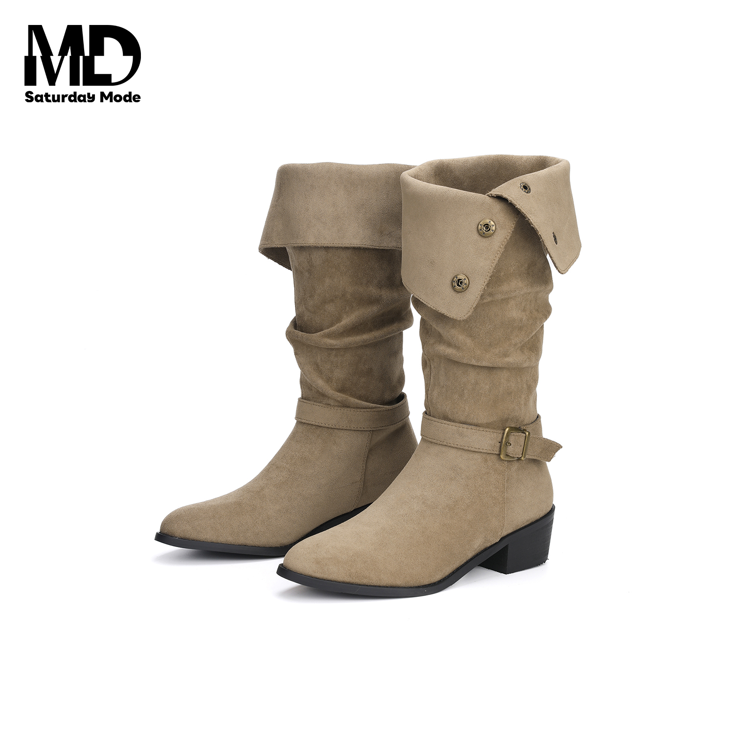 SATURDAYMODE两穿西部靴冬季新款显腿长复古长筒瘦瘦靴MDD4117008