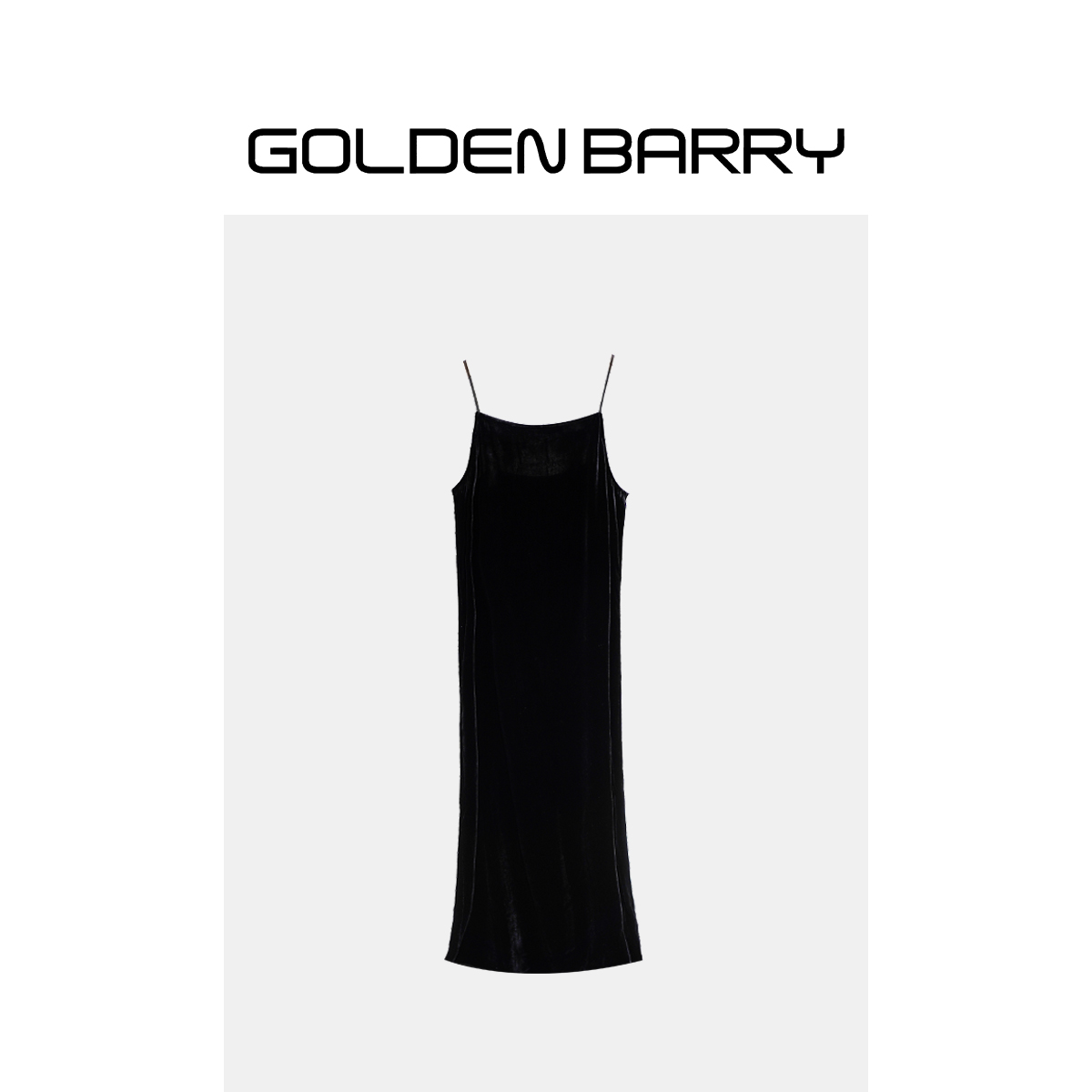 GOLDENBARRY|303048真丝显瘦丝绒百搭吊带时尚气质女士连衣裙