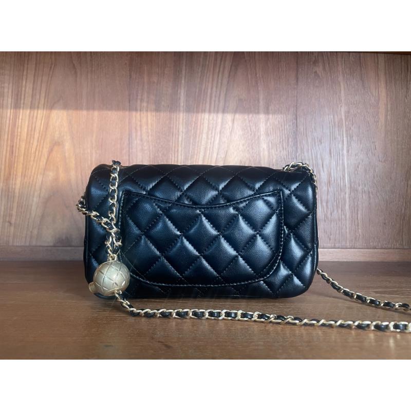 HIRMRIS手工真皮包550928-黑 细链金球香