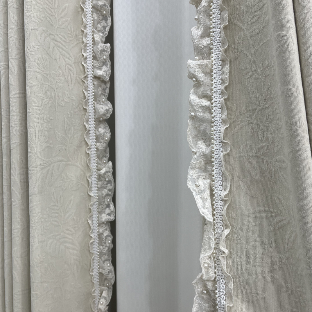 新品双面同色同花牡丹花开浮雕提花法式遮光加厚雪尼尔成品窗帘