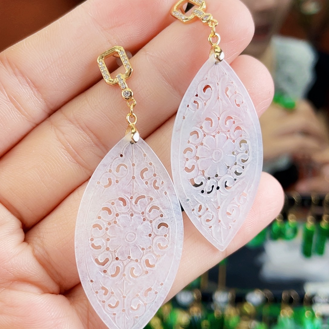 翡翠银S925镶嵌耳饰