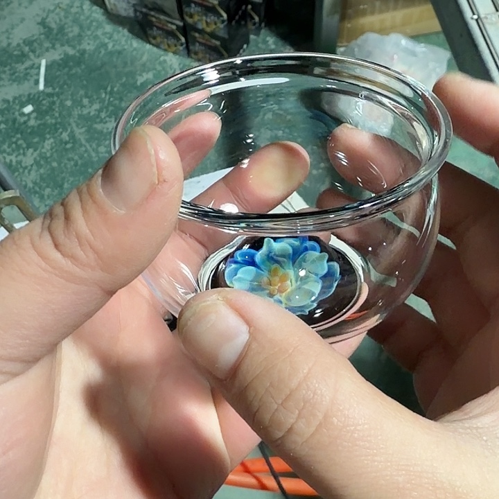 手工艺品玻璃玻璃茶器蓝花语缸杯