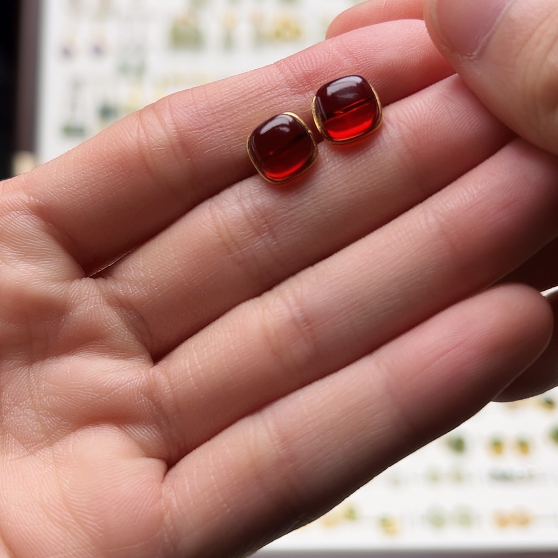 银S925镶嵌和田玉耳饰