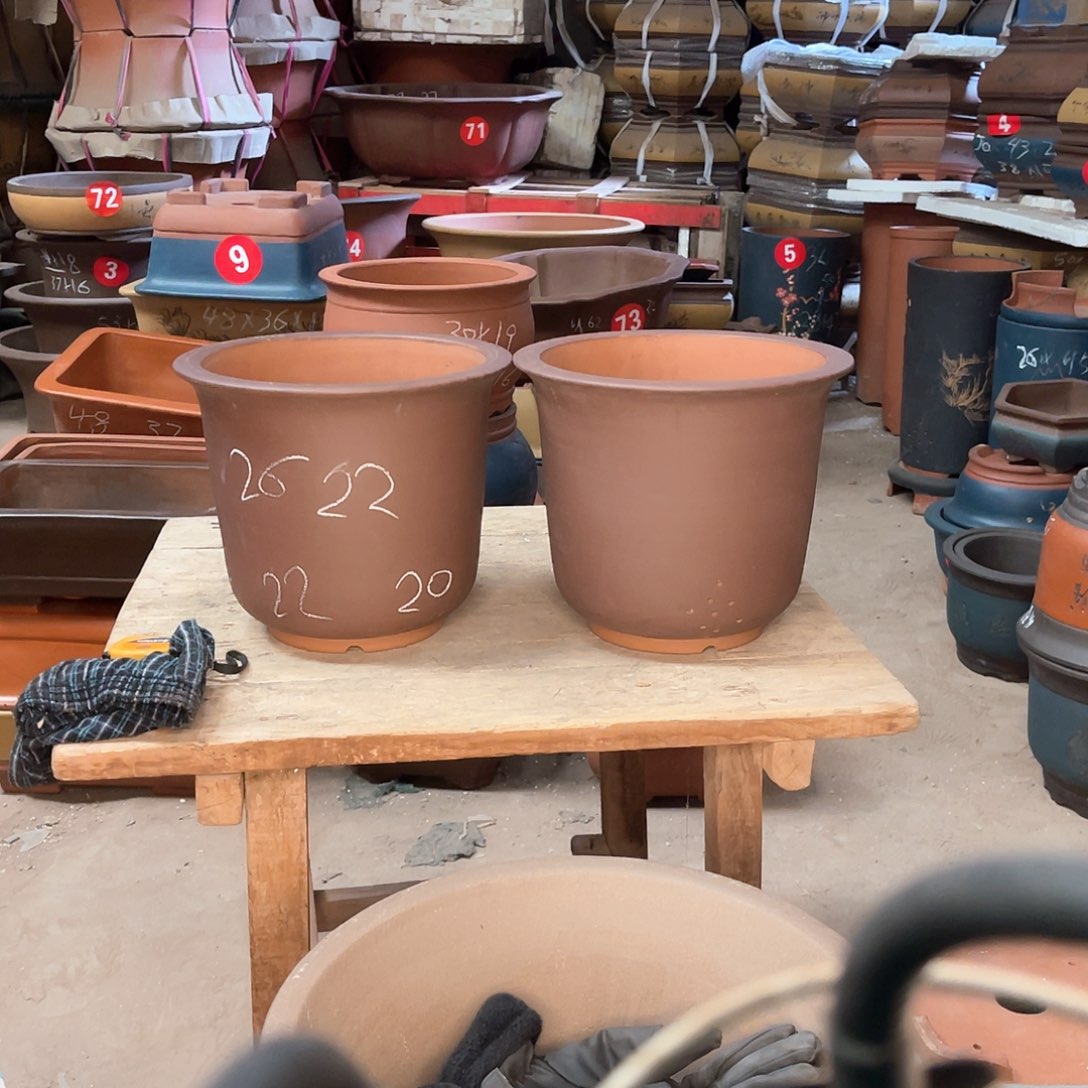 紫砂花盆高金钟盆两个