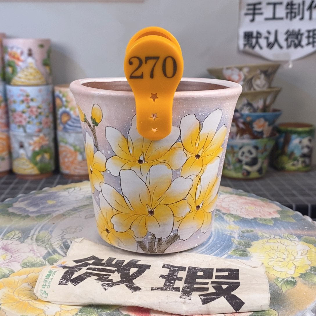 紫砂花盆红陶手绘花盆