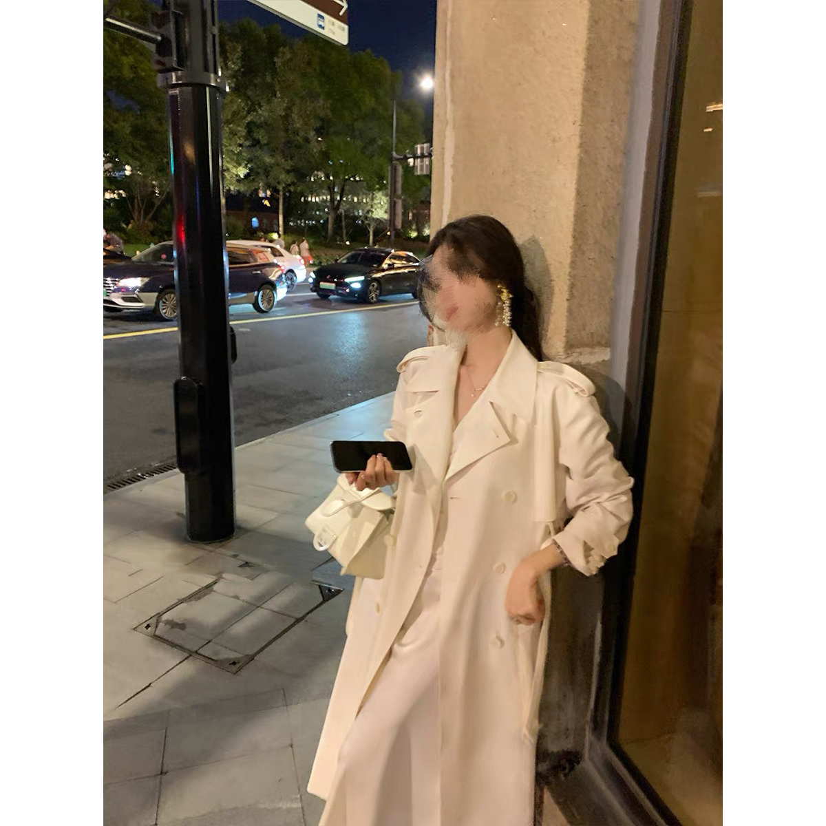 小小仟  露思同款高级感气质风衣外套女春秋米色中长款