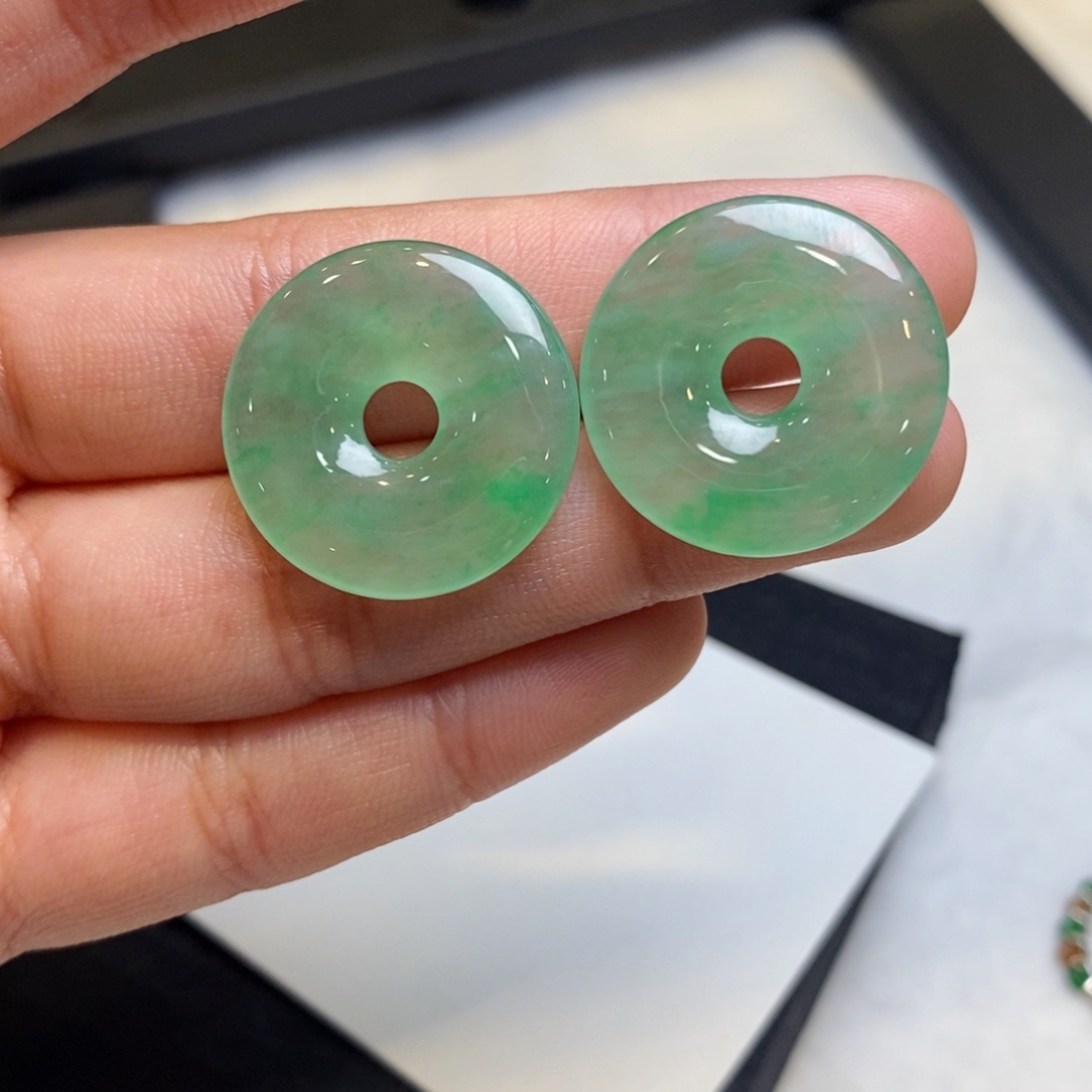 翡翠耳饰未镶嵌裸石甜甜圈